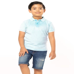Light Cyan Mixed Cotton Polo Shirt